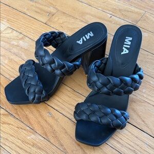 MIA Black Braided Heeled Sandals